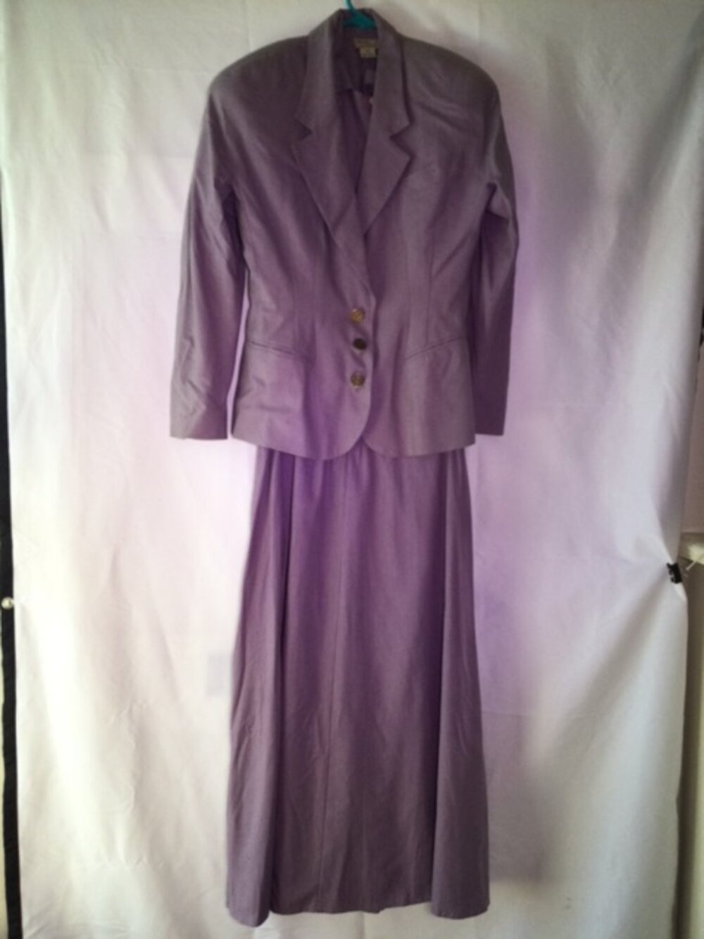 Vintage George Georgiou Naturelle 100% Raw Silk 3 Pc Lavender Skirt Suit Set
